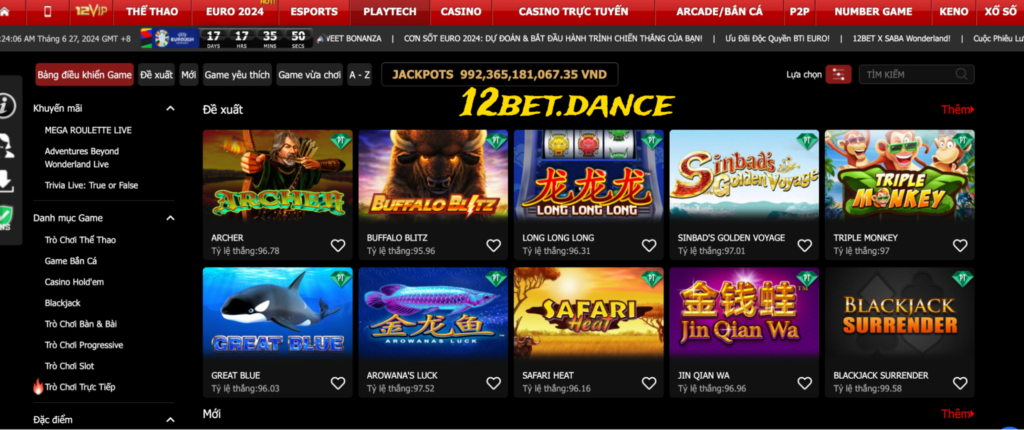 Các sản phẩm cá cược “hot” nhất tại Playtech 12bet 